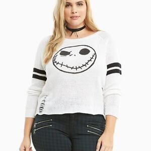 Hot Topic 2X The Nightmare Before Christmas Jack Skellington Destructed Sweater